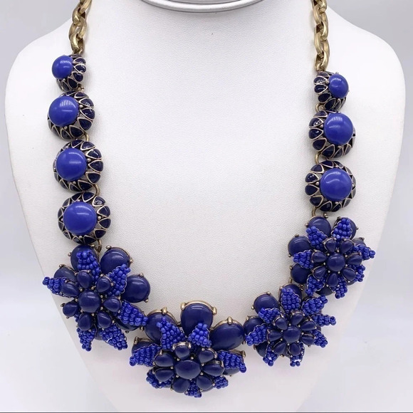 J. Crew Jewelry - J. Crew Azalea Flower Beaded Blue Necklace